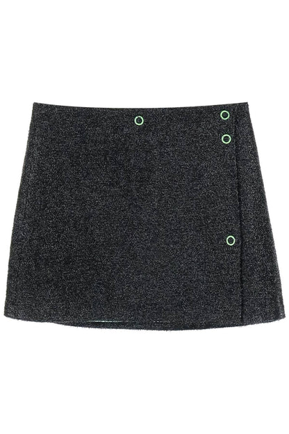 GANNI mini lamé tweed wrap skirt