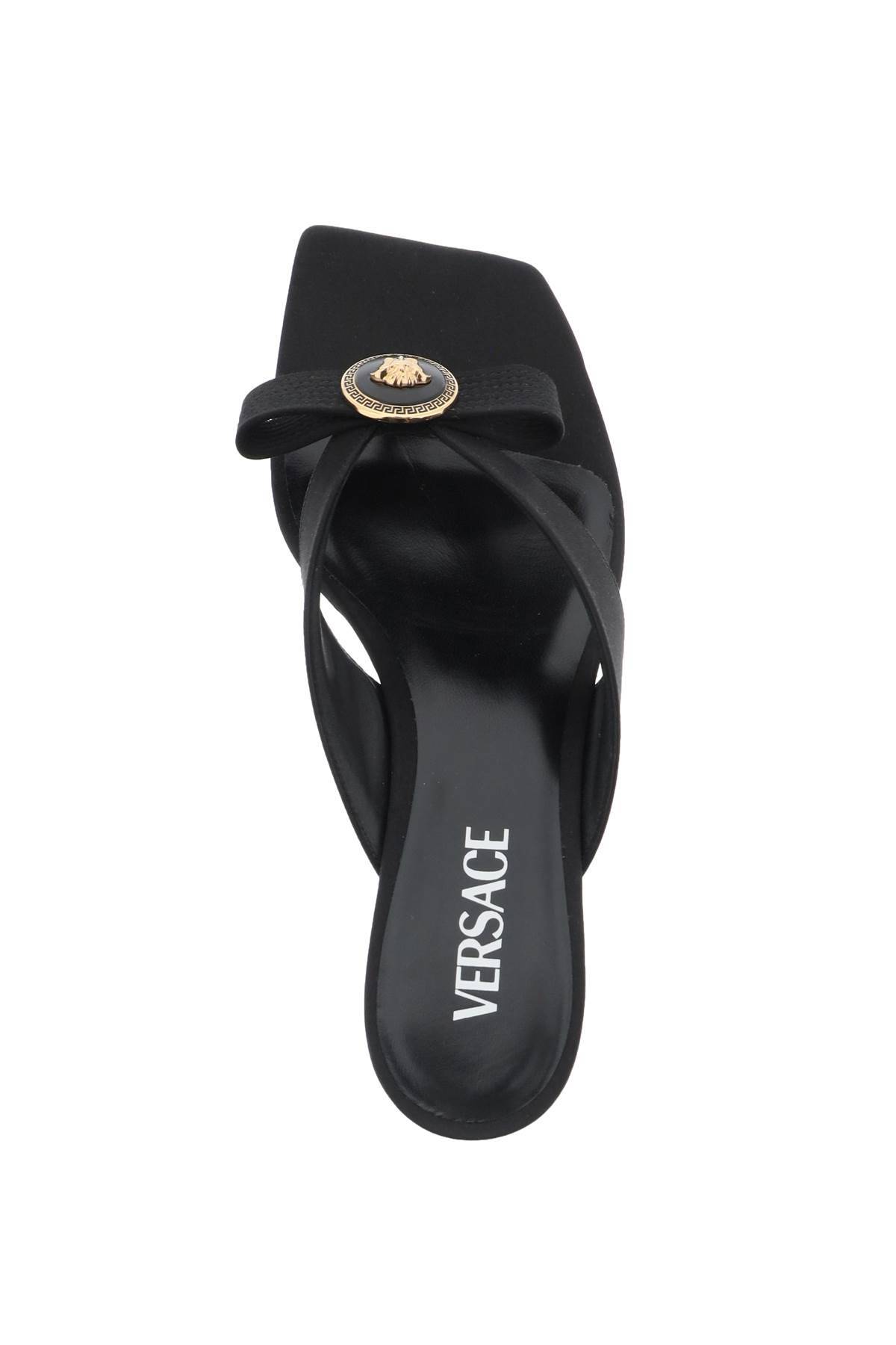 VERSACE gianni ribbon thong mules