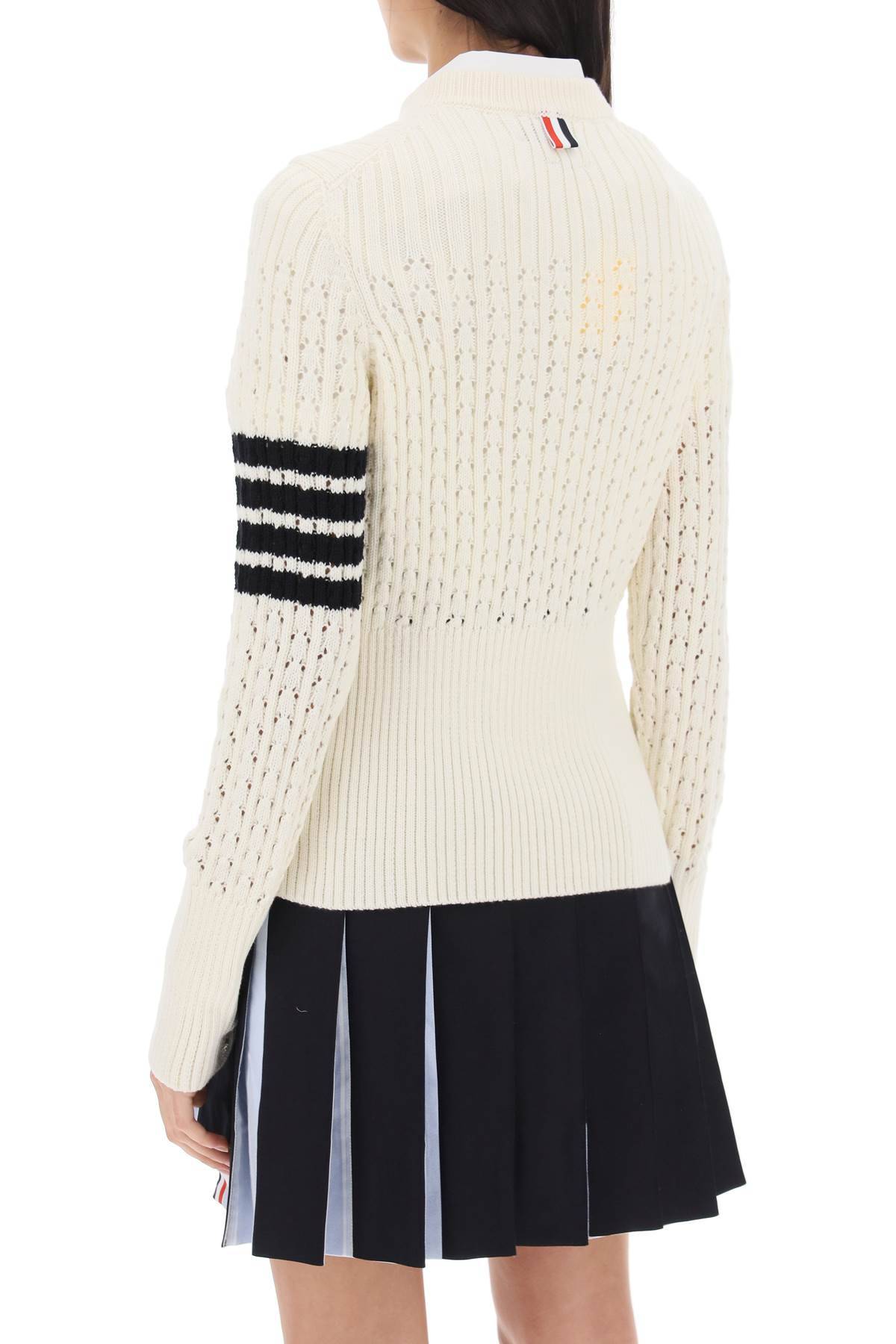 THOM BROWNE pointelle stitch merino wool 4-bar sweater