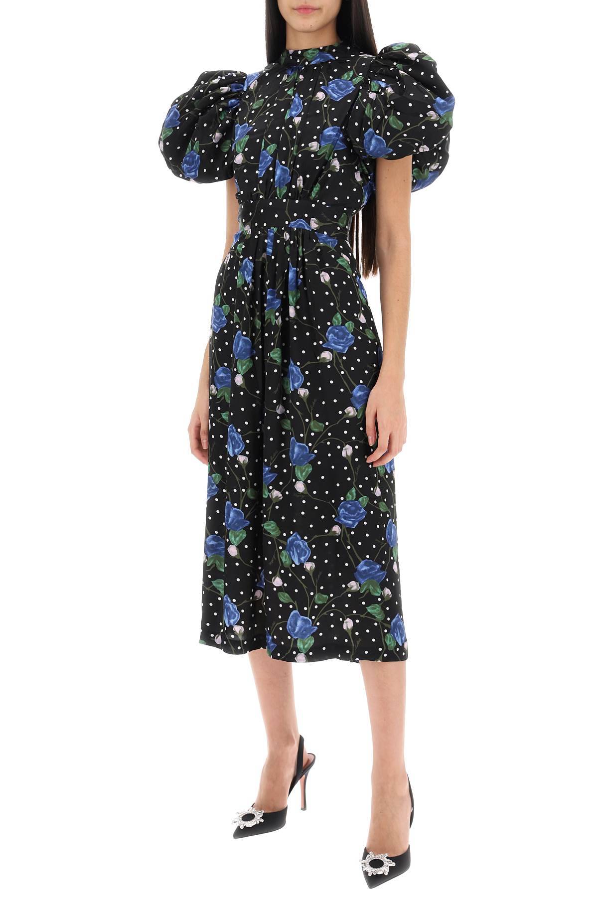 ROTATE midi dress with balloon sleeves