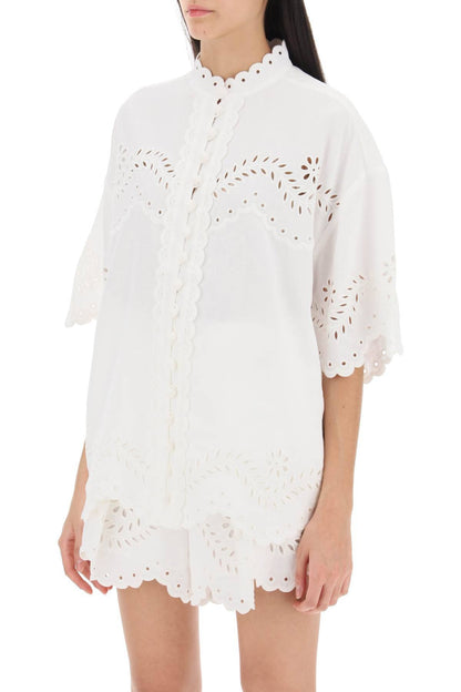 ZIMMERMANN junie tunic shirt with cutwork embroideries