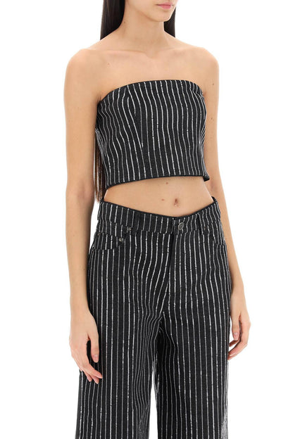 ROTATE cropped top with sequined stripes