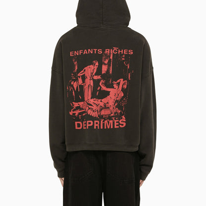 Enfants Riches Déprimés Black Cotton Hooded Sweatshirt With Print