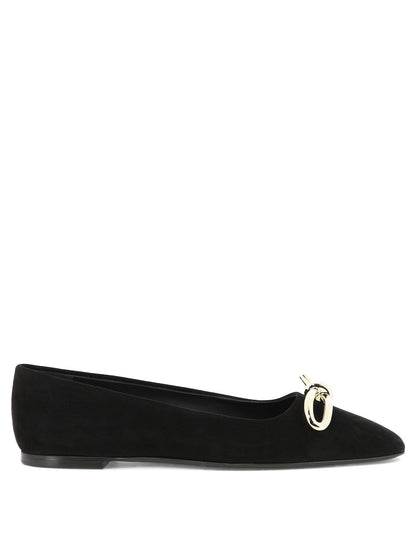 Ferragamo Ballet Flats With Asymmetric Ribbon