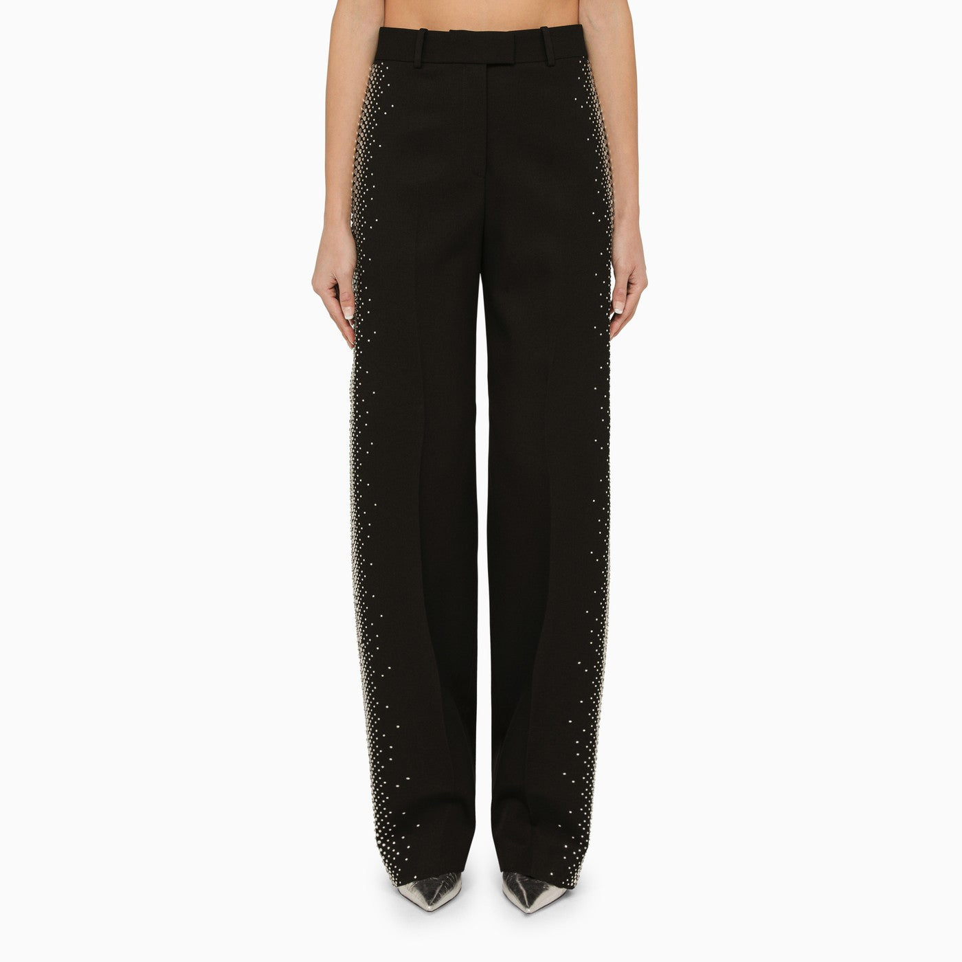 The Attico Black Wool Jagger Trousers With Thermostrass