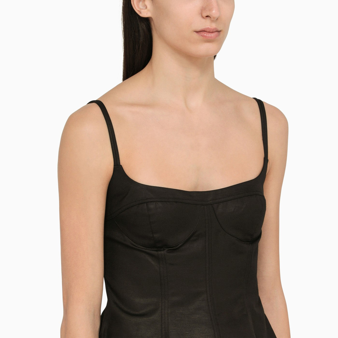 Stella Mc Cartney Black Cotton Blend Peplum Top