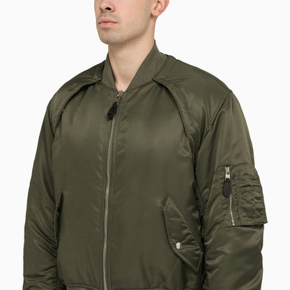 Alexander Mc Queen Convertible Khaki Nylon Bomber Jacket