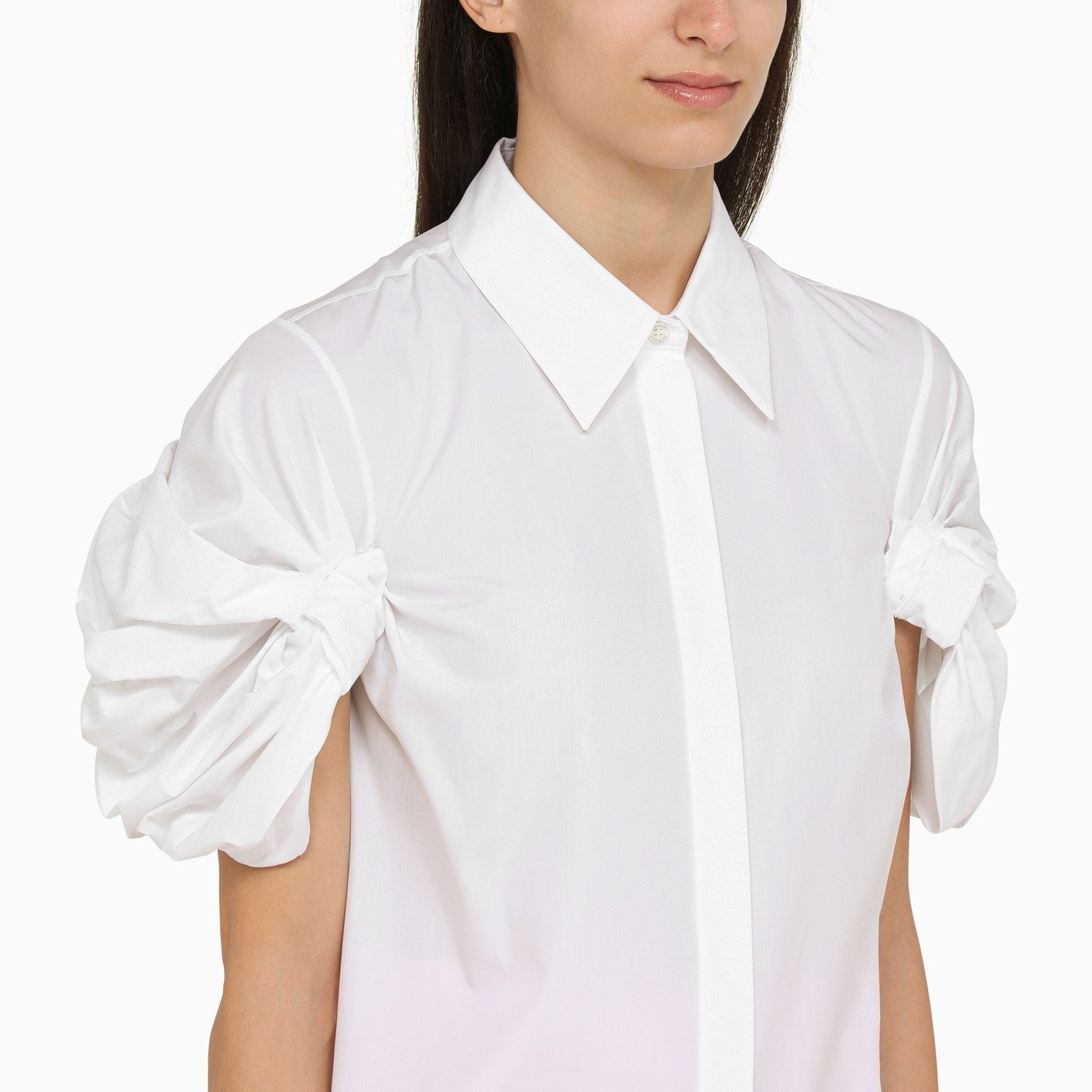 Alexander Mc Queen Short Sleeved Cotton White Shirt With Detailing