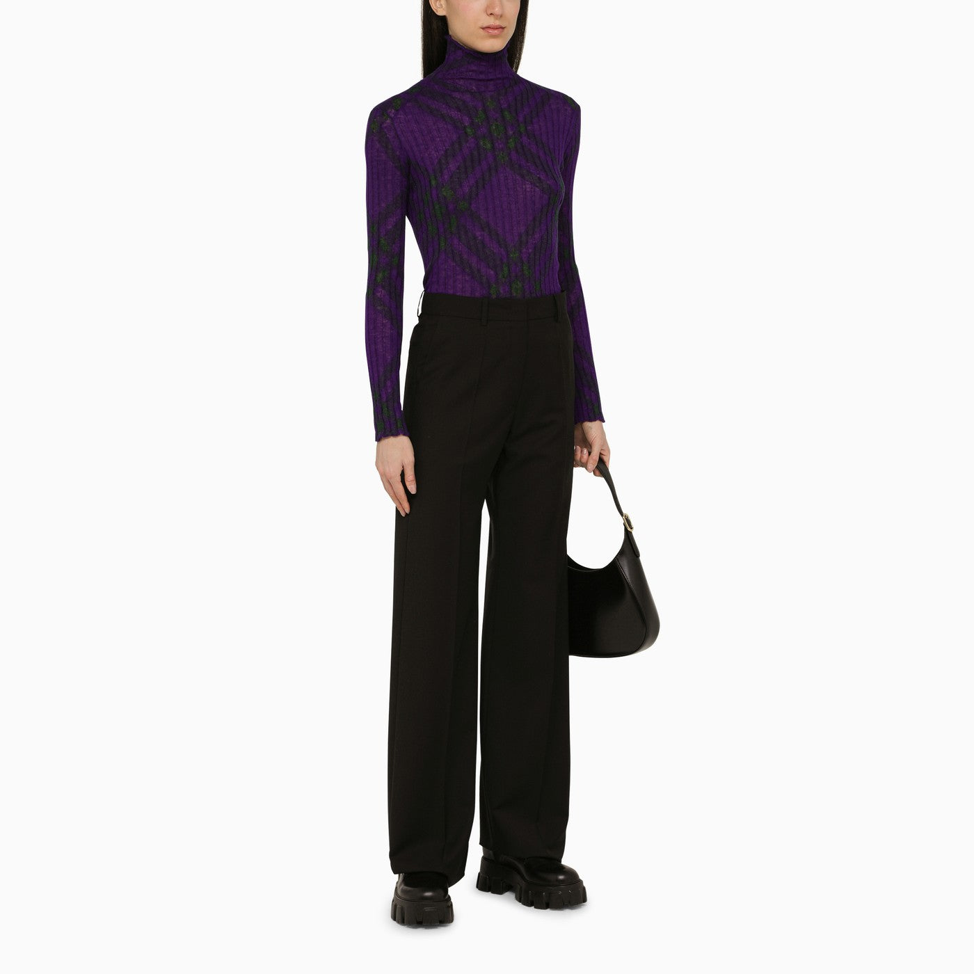 Burberry Purple Turtleneck Sweater In Wool Blend