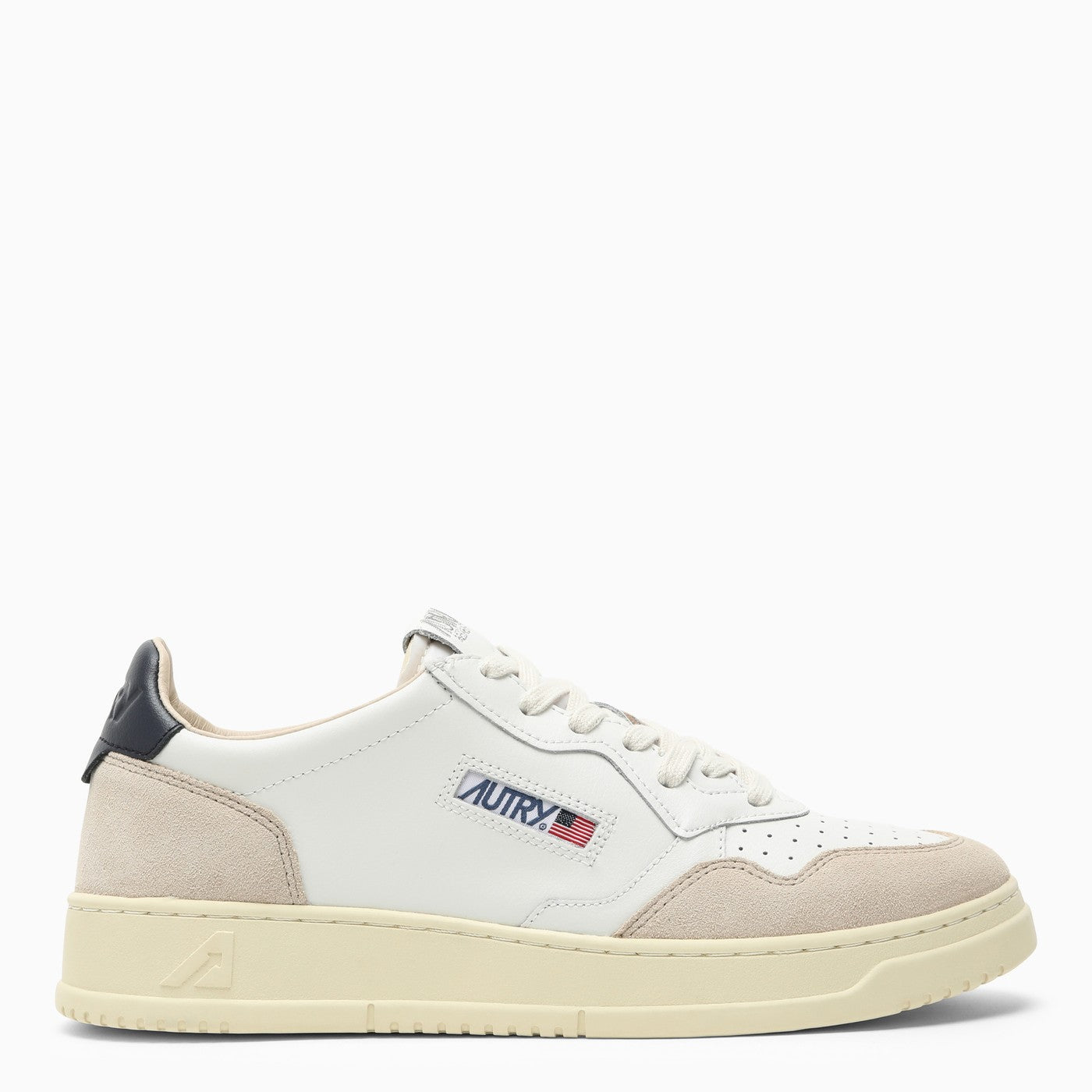 Autry Medalist White/Blue Leather Trainer