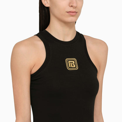 Balmain Black Tank Top With Logo