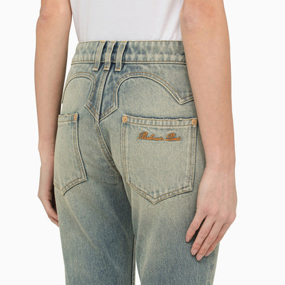 Balmain Washed Effect Cropped Denim Jeans