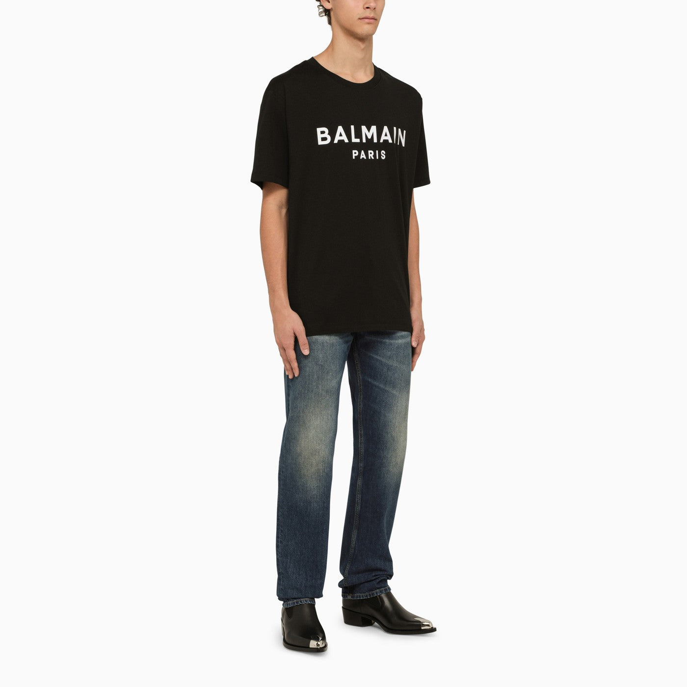 Balmain Black Crew Neck T Shirt With Logo