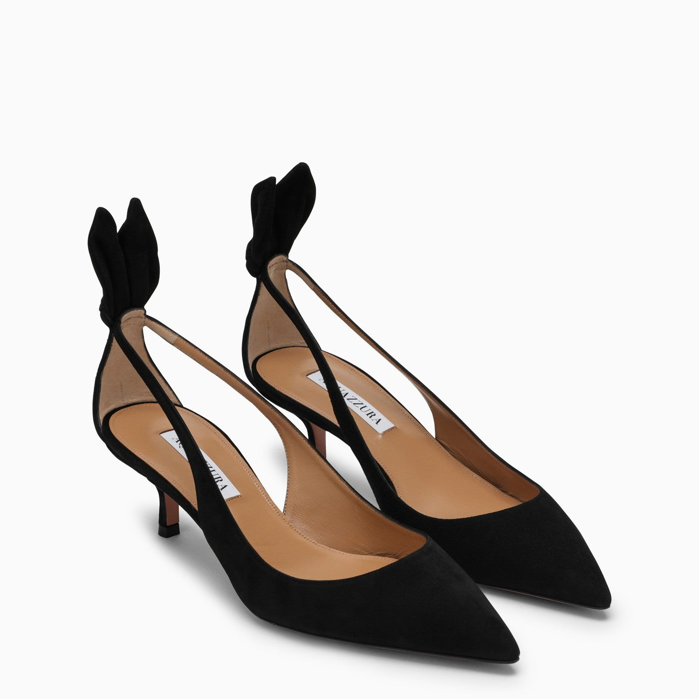 Aquazzura Black Bow Tie Suede Pump