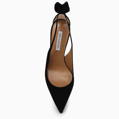 Aquazzura Black Bow Tie Suede Pump