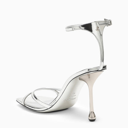 Jimmy Choo Ixia 95 Metallic Silver Leather Sandal