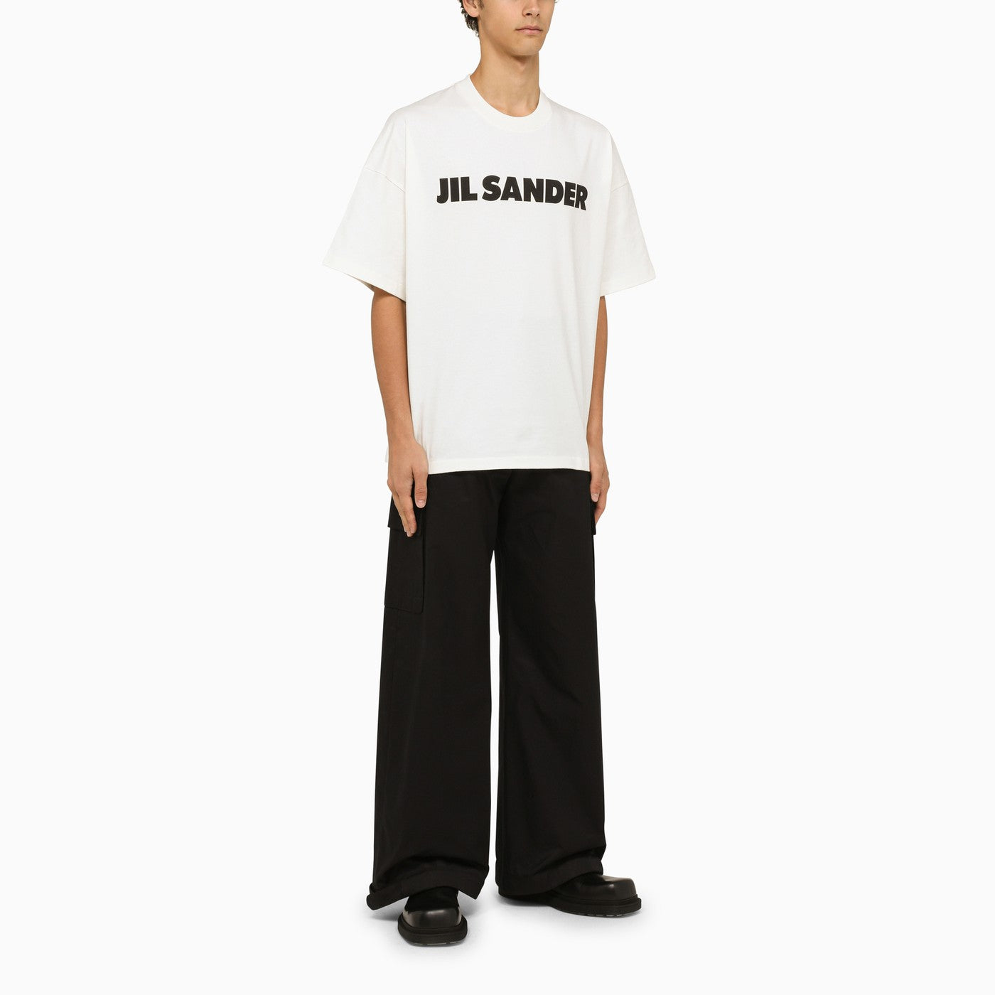 Jil Sander White Wide T Shirt With Logo