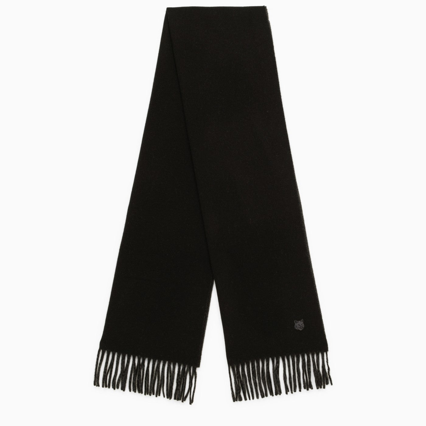 Maison Kitsuné Black Virgin Wool Scarf