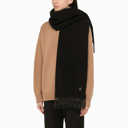 Maison Kitsuné Black Virgin Wool Scarf