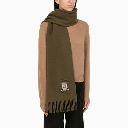 Maison Kitsuné Khaki Virgin Wool Scarf