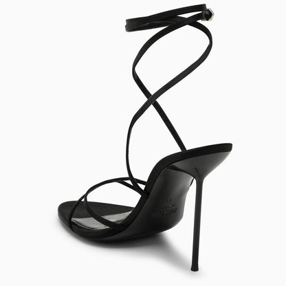 Paris Texas Black Liz Sandal With Satin Laces