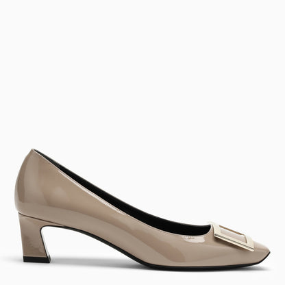 Roger Vivier Décolleté Trompette In Taupe Patent Leather