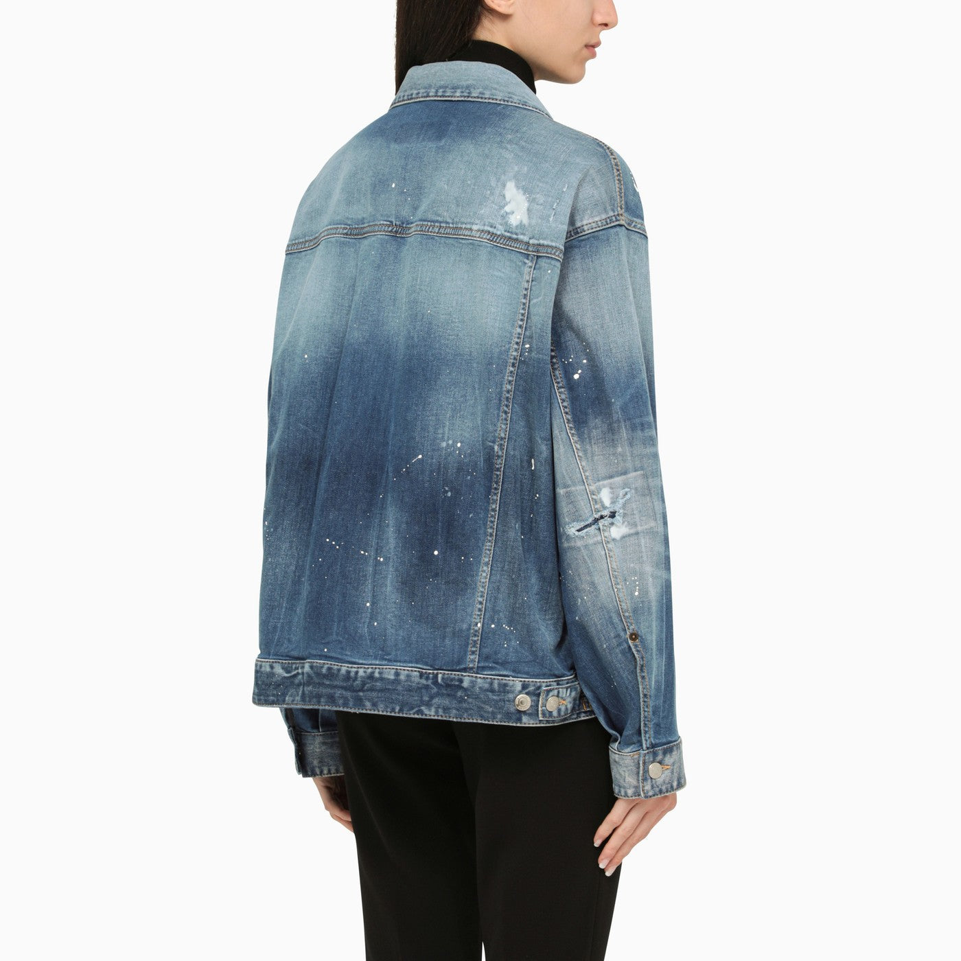 Dsquared2 Blue Denim Jacket With Wear