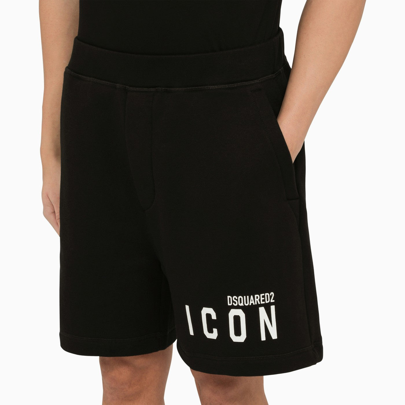 Dsquared2 Black Bermuda Shorts With Icon Print