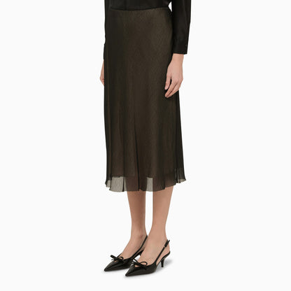 Vince Black And Beige Viscose Midi Skirt