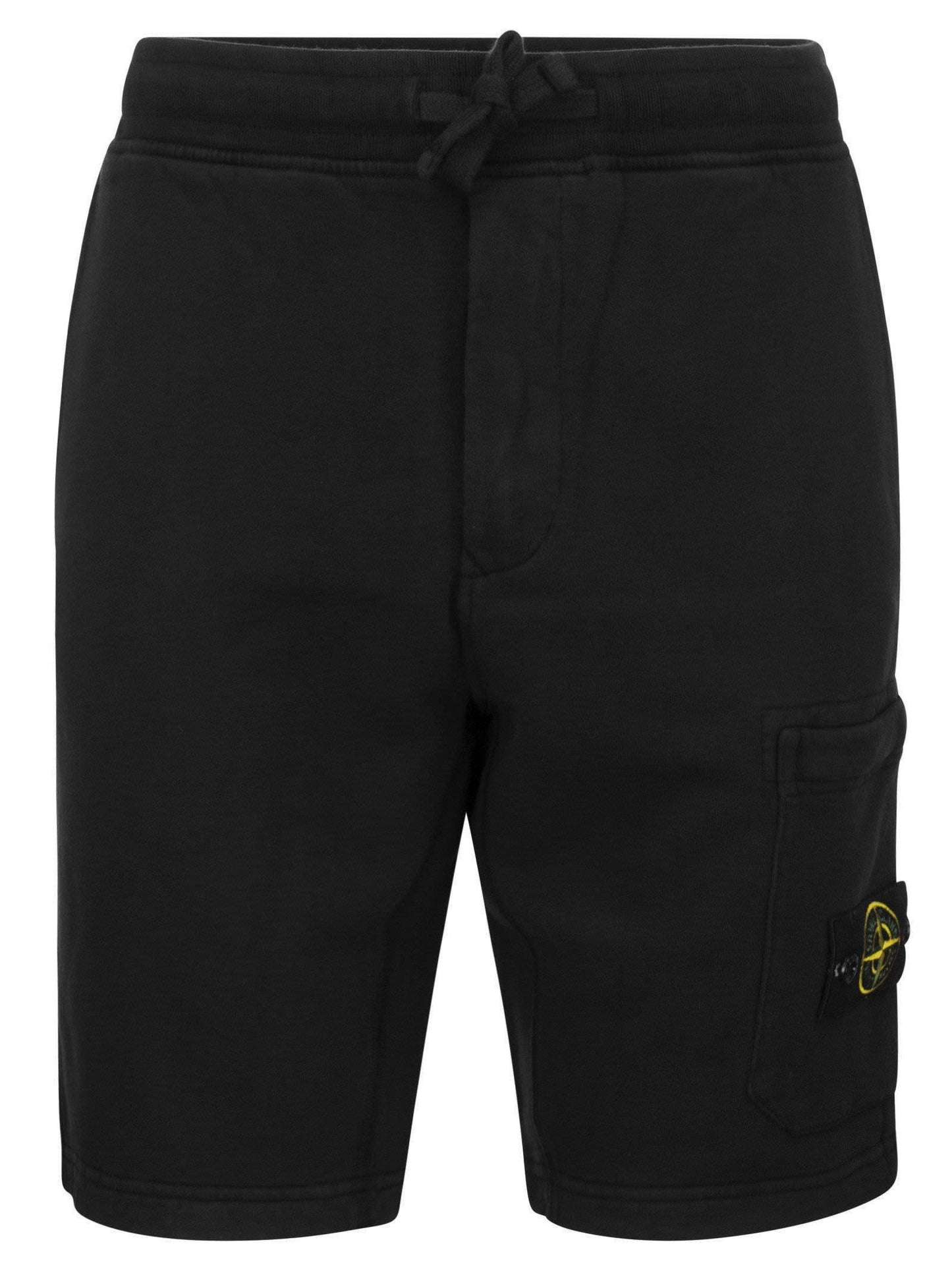 Stone Island Cargo Bermuda Shorts In Brushed Cotton Fleece