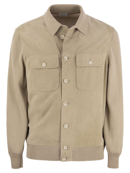 Brunello Cucinelli Suede Shirt Style Cardigan With Pockets