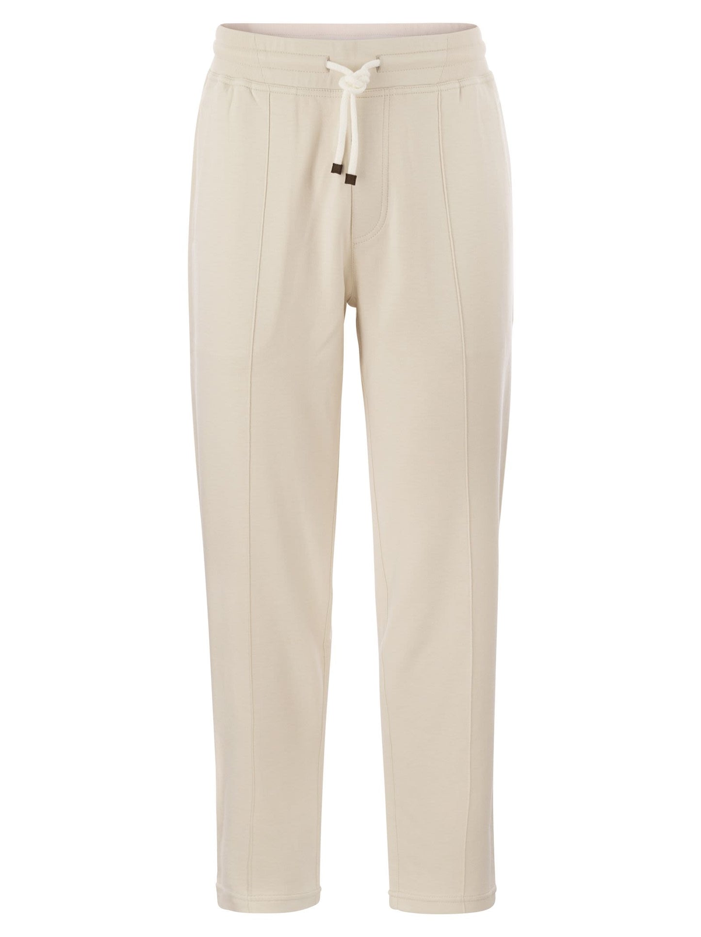 Brunello Cucinelli Techno Cotton Fleece Trousers With Crête