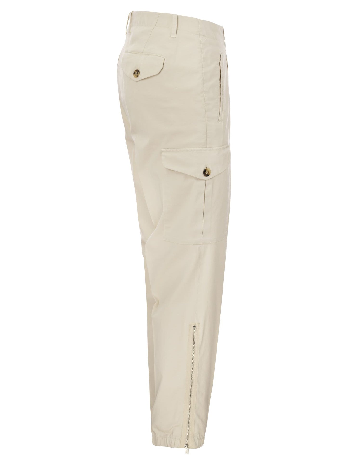 Brunello Cucinelli Cotton Gabardine Trousers With Cargo Pockets