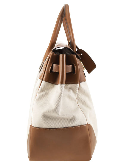 Brunello Cucinelli Country Bag In Leather And Fabric