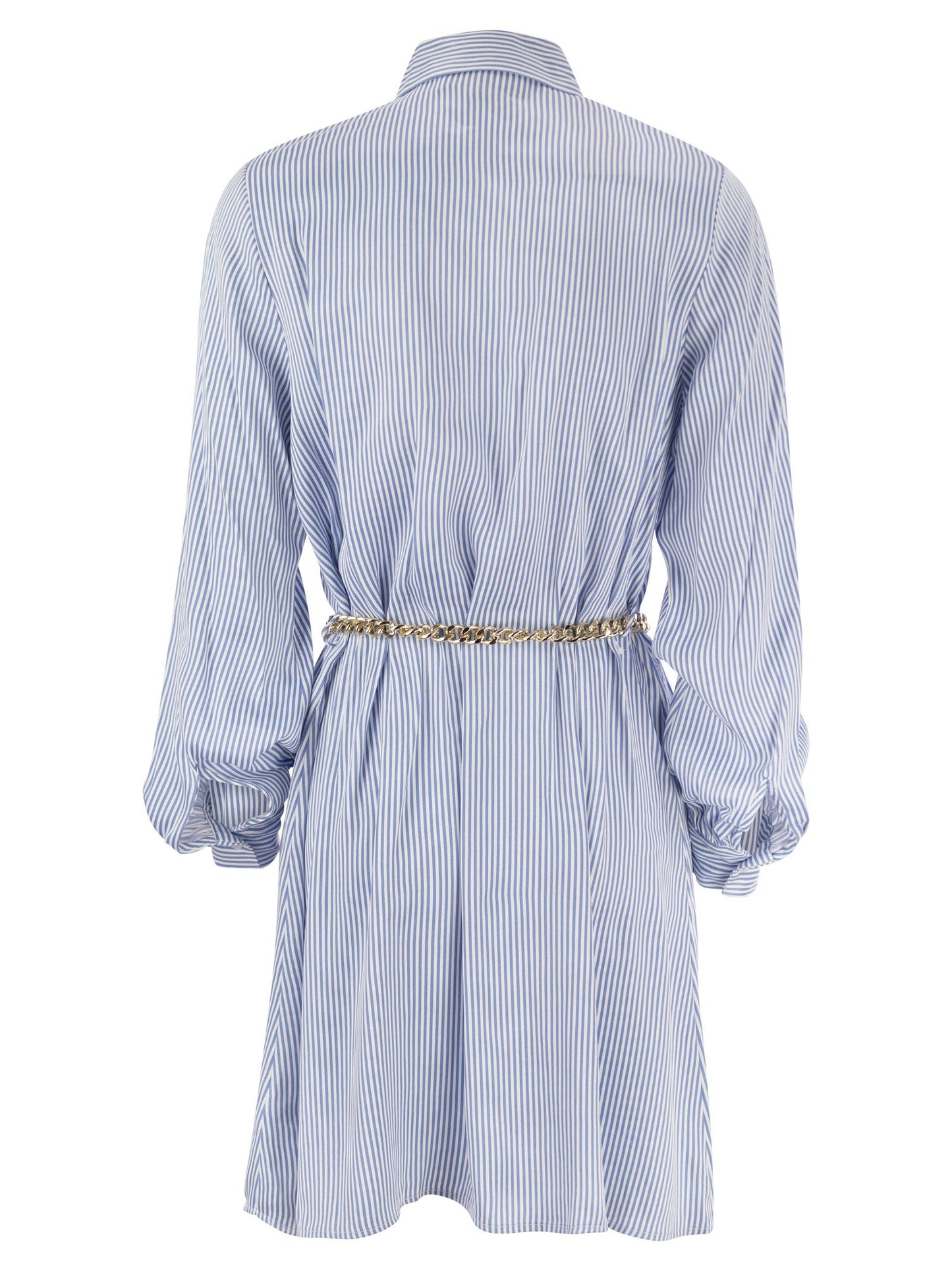 Michael Kors Striped Viscose Chemisier Dress With Belt